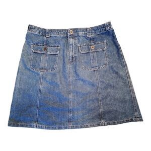Vintage Y2K Cherokee Denim Jean Skirt Pockets Knee Length A-Line Classic Size 16
